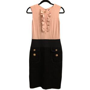 VDP Collection Mixed media tweed dress with gold accents size 42 Y2K Classic For